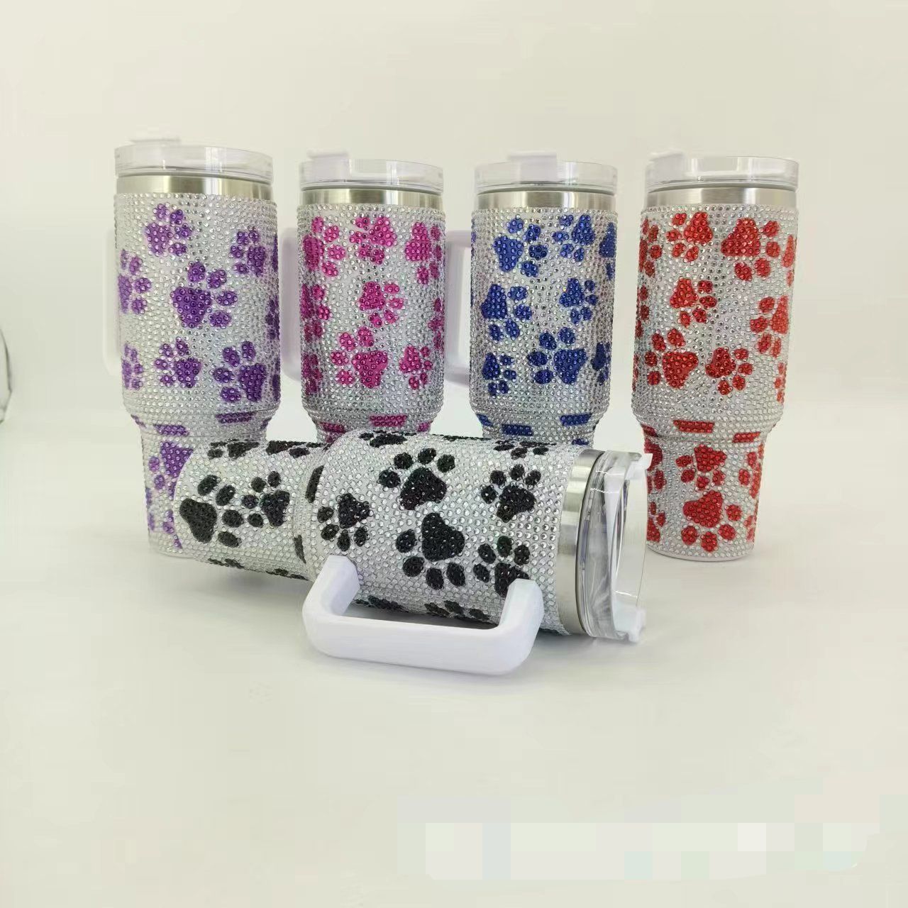 40oz Football/ Bow/Ombre Gradient Color Rhinestone Bling Quencher Tumbler-CNLCA