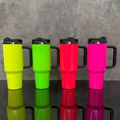 H2.0 40oz Black Underneath Neon Color Quencher Tumblers For Sublimation /Laser Engrave -CNLCA