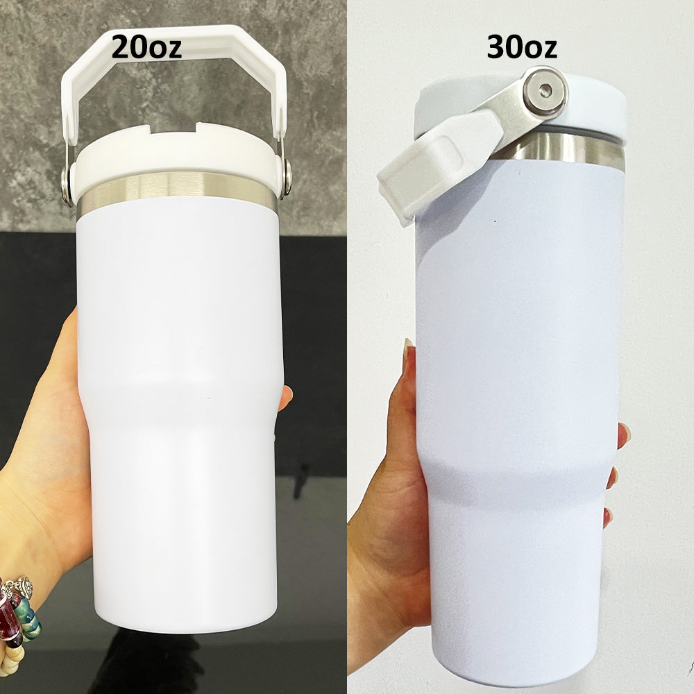 20oz White Blank Sublimation School Kids Flip Straw Tumbler Water Bottle-CNLCA