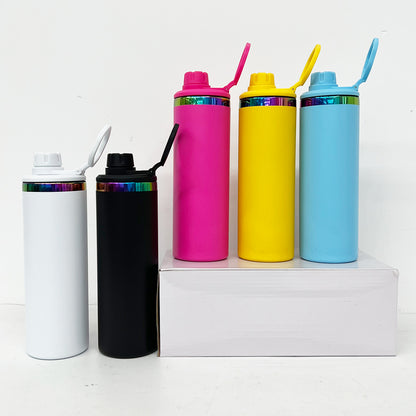 Powder Coated 20oz Rainbow Plated Underneath Sport Straight Tumbler Water Bottle with Two Lids for Laser-CNLCA