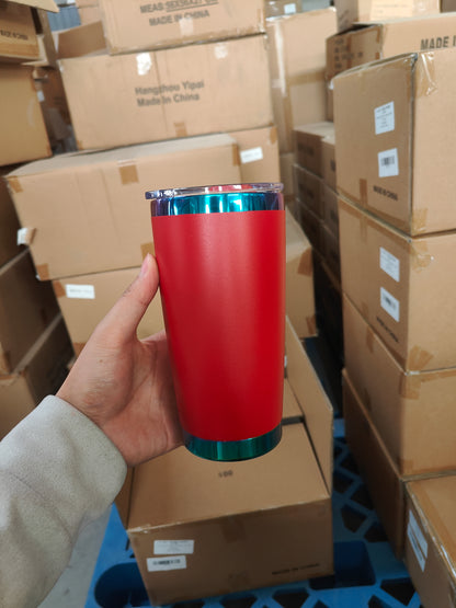 20oz Magnetic Lid Mirror Green Plated Underneath Powder Coated Stainless Steel Coffee Tumbler-CNLCA