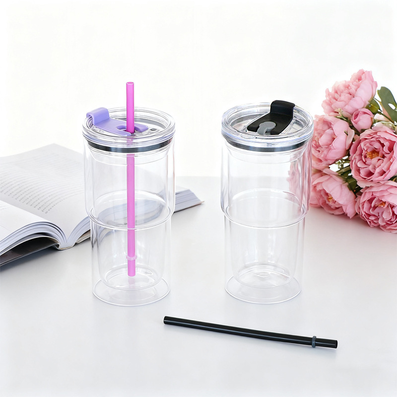 40Pack 17oz Colorful Double Wall Pre Drilled Snow Globe Plastic Tumbler Snowglobe Cup-CNLCA