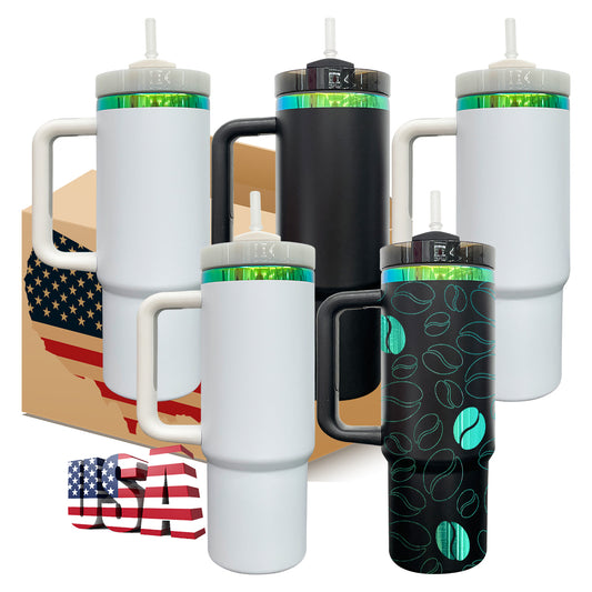 30oz Ombre Green Plated Underneath Powder Coated Quencher Tumblers For Laser Engrave-CNLCA