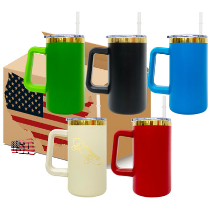 20oz Christmas Chubby Gold Plated Underneath Coffee Tumbler Mug with Removable Handle for Laser-CNLCA