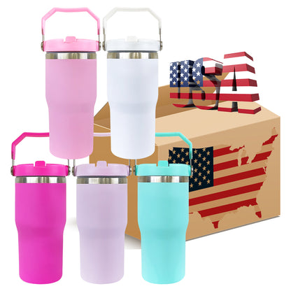 20oz Macaron Color Matte Sublimation School Kids Flip Straw Tumbler Water Bottle-CNLCA