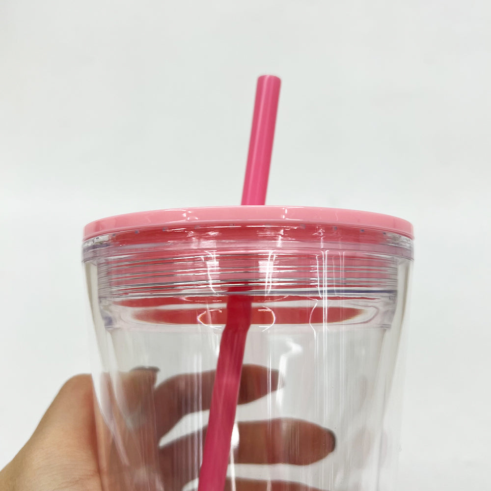 16oz Double Wall Snow Globe Tapered Plastic Cup Tumbler with Predrilled Hole-CNLCA