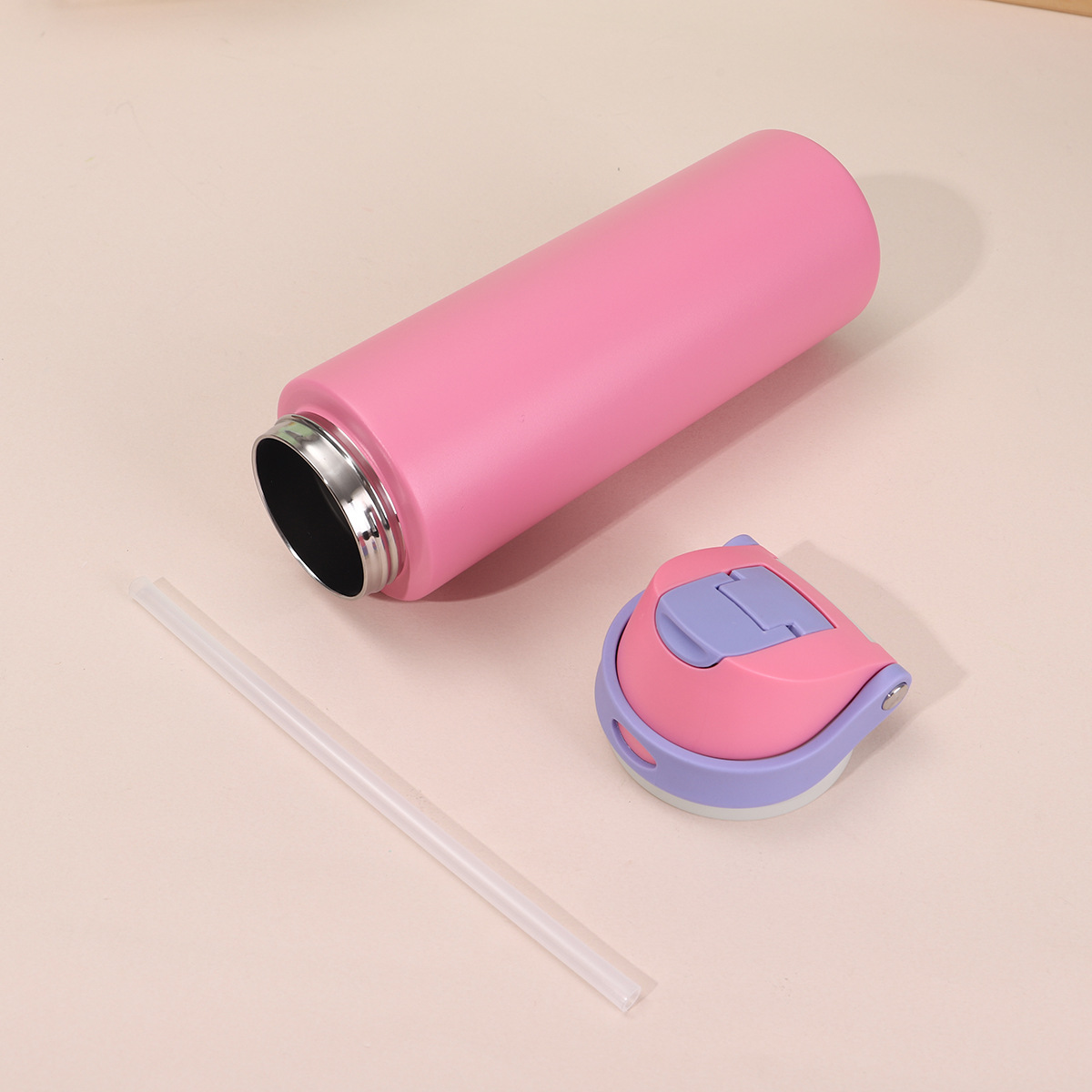 19oz 550ml/ 25oz 750ml Sports Handle Flip Straw Lid Stainless Steel Insulated Owala Style Water Bottle Double Drinking Tumbler for Laser Engrave-CNLCA