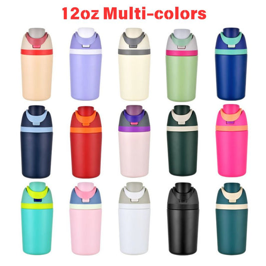 Pick Colors 12oz Owala Style Flip Straw Lid Insulated Stainless Steel Sports Water Bottle for Laser Engrave-CNLCA