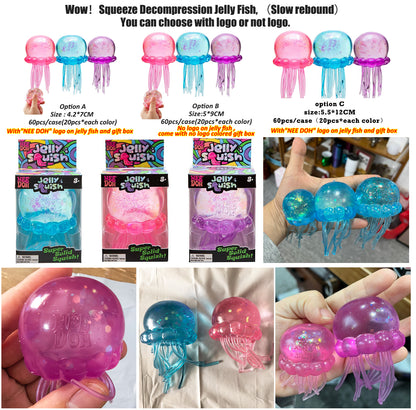 4.2*7CM /5*9CM/ 5*12CM Nee Doh Style "NEE DOH" Squeeze Decompression Jelly Fish Stress Relief Squishy Sensory Fidget Toy-CNLCA