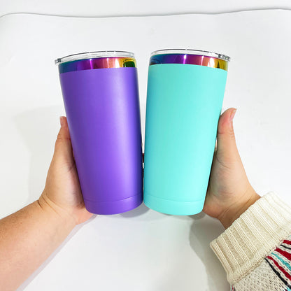 4Pack/8Pack/12Pack Yeti Power Coated 20oz Rainbow Plated Tumblers With Colorful Straws for Laser Engraving-CNLCA