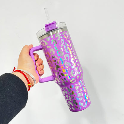 40BW001 H1.0 40oz 3D Holographic Leopard Travel Mug Tumbler With Handle- USLCA