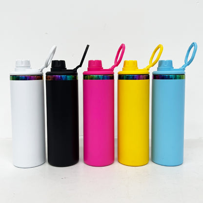 Powder Coated 20oz Rainbow Plated Underneath Sport Straight Tumbler Water Bottle with Two Lids for Laser-CNLCA