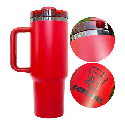 40oz H2.0 Red Color Powder Coated Black Plated Underneath Tumbler For Laser Engraved-CNLCA