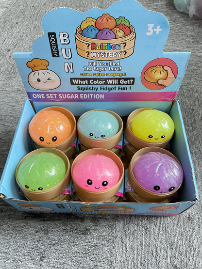 8.5cm Glowing Steamed Bun Halloween Glow in Dark Glitter Smiling Dumpling Squishy Stress Relief Fidget Toys Mystery Blind Box-CNLCA
