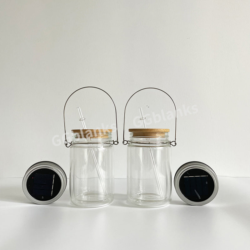 32Pack 11oz Blank Sublimation Snow Globe Solar Light Drinking Glass Mason Jar Halloween Christmas Decorative Garden Hanging Wind Spinner Light-USLCA