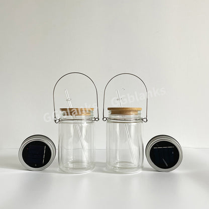 32Pack 11oz Blank Sublimation Snow Globe Solar Light Drinking Glass Mason Jar Halloween Christmas Decorative Garden Hanging Wind Spinner Light-USLCA