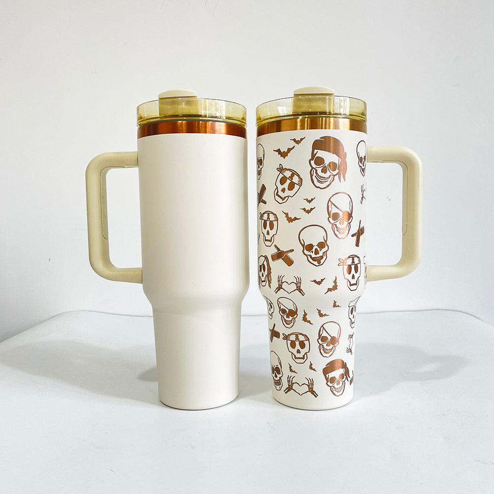 40oz H2.0 Stanley Style Cream Color Copper Plated Quencher Tumbler for Laser Engraving-USLCA