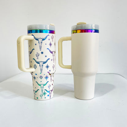 4Pack/8Pack/12Pack 40oz H2.0 Colorful Rainbow Plated Underneath Powder Coated Tumblers Travel Mugs with Handle for Laser-CNLCA