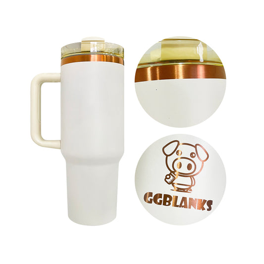 4Pack/8Pack/12Pack 40oz H2.0 Stanley Style Cream Color Copper Plated Quencher Tumbler for Laser Engraving-USLCA