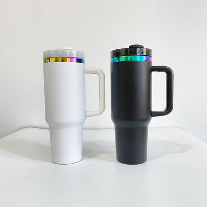4Pack/8Pack/12Pack 40oz H2.0 Rainbow Plated Underneath Powder Coated Tumblers Travel Mugs with Handle for Laser-CNLCA