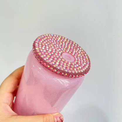 Multicolour Glass Can Rhinestone Bling Plastic Acrylic Lids Sold By Case -USLCA