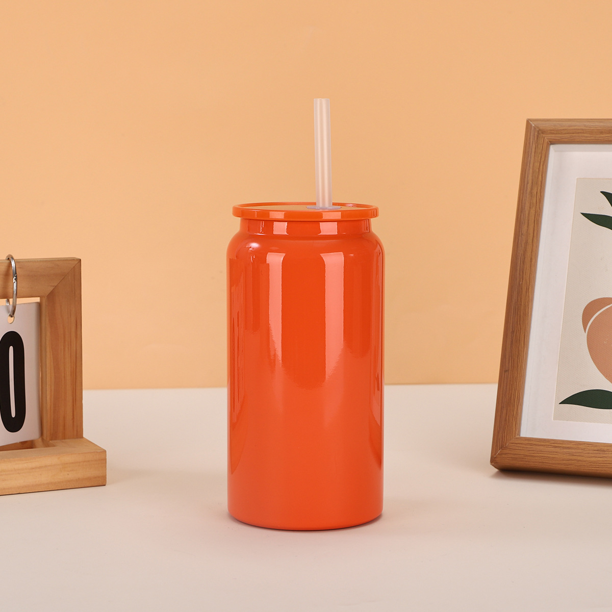 16oz Sublimation Red Orange Autumn Stainless Steel Metal Can Tumbler-CNLCA