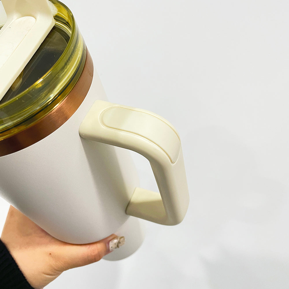 40oz H2.0 Stanley Style Cream Color Copper Plated Quencher Tumbler for Laser Engraving-USLCA