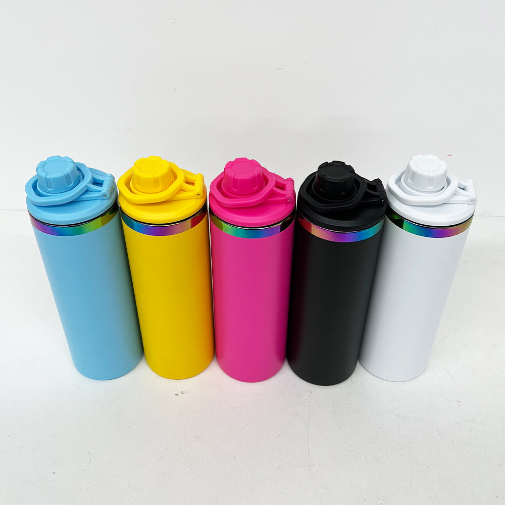 Powder Coated 20oz Rainbow Plated Underneath Sport Straight Tumbler Water Bottle with Two Lids for Laser-CNLCA