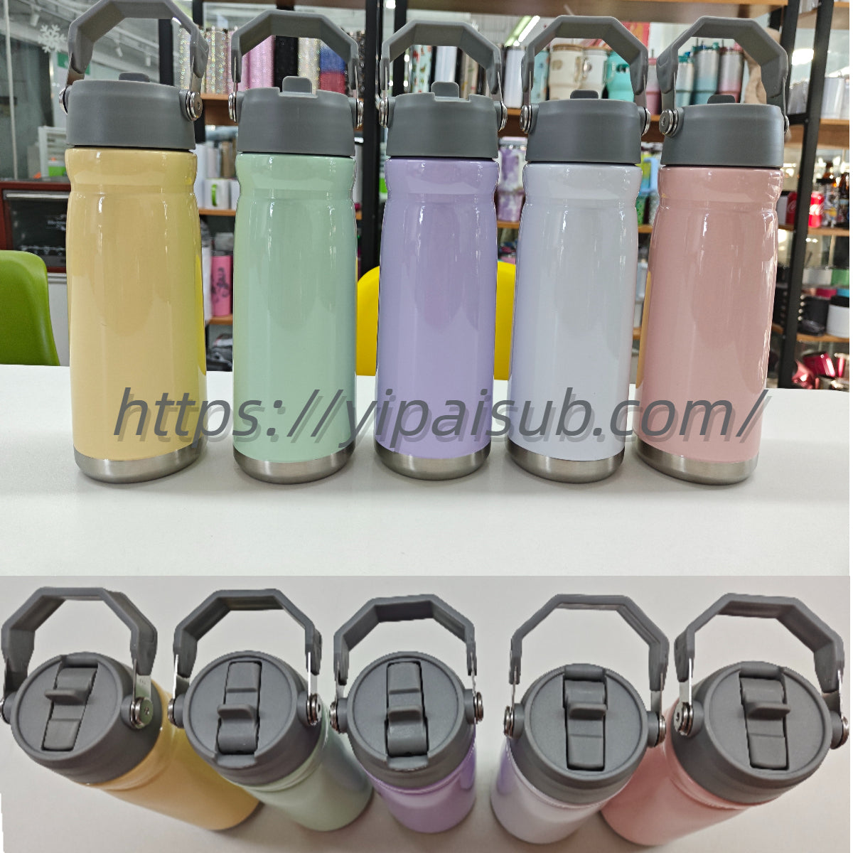 22oz Macaron Colored Sublimation Kids Water Bottle Tumbler With Handle Lid- USLCA