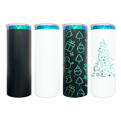 20oz Ombre Green Plated Underneath Powder Coated Stainless Steel Straight Skinny Tumblers For Laser Engraving-CNLCA