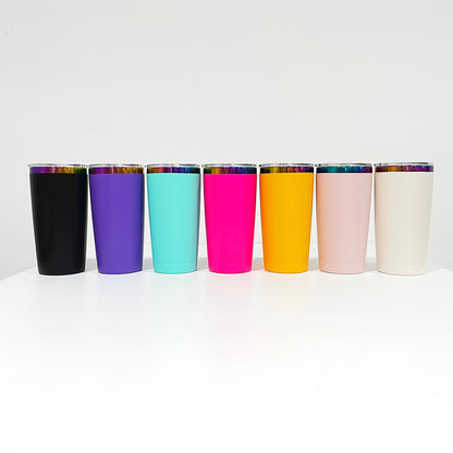 4Pack/8Pack/12Pack Yeti Power Coated 20oz Rainbow Plated Tumblers With Colorful Straws for Laser Engraving-CNLCA