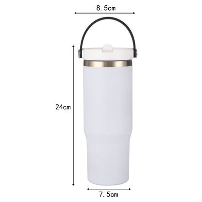 30oz White Blank Sublimation Leak Proof Flip Straw Tumbler-CNLCA