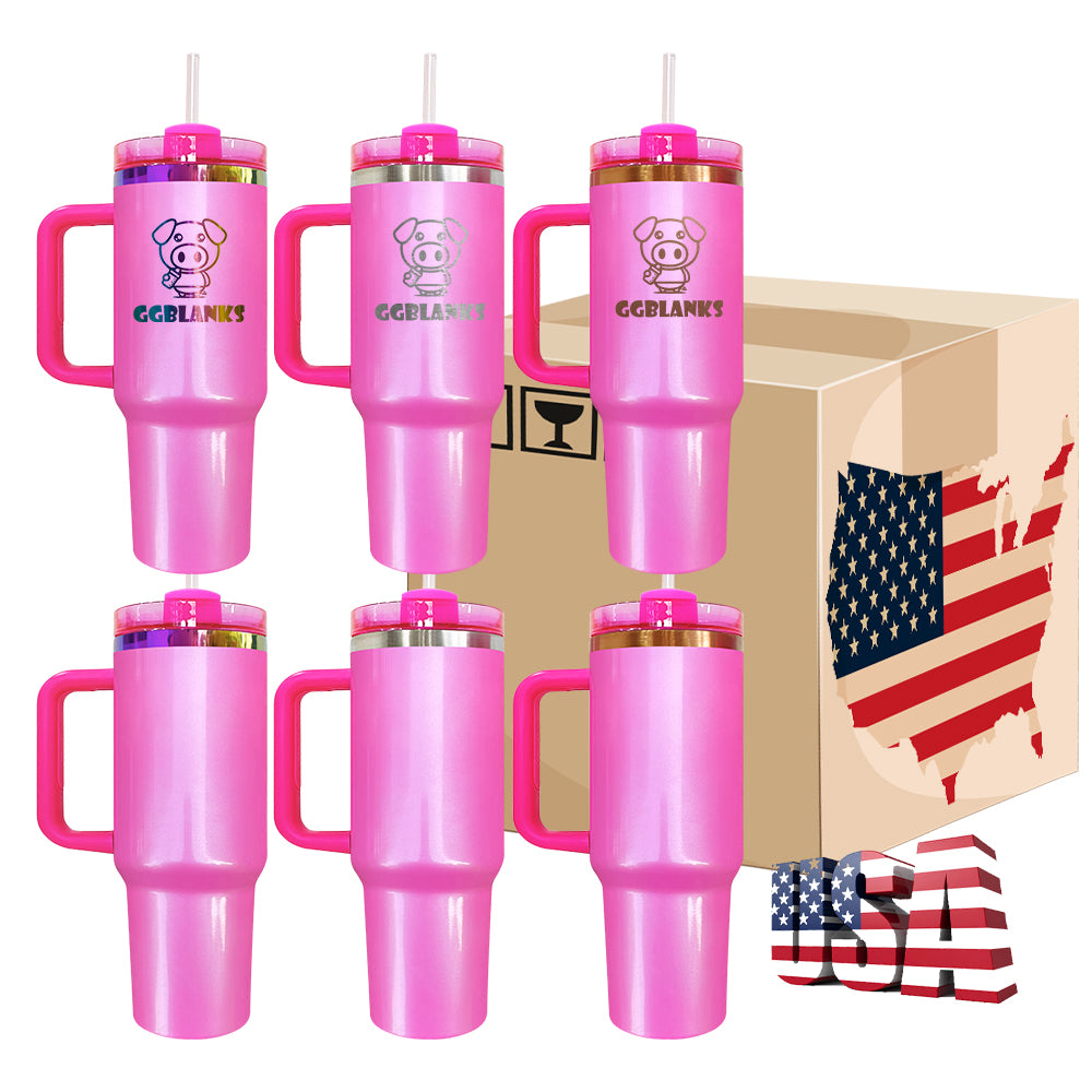 Starbucks Stanley Style 40oz H2.0 Pink Glitter Shimmer Quancher Tumblers-CNLCA