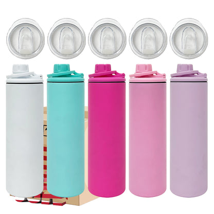 20oz Macaron Blank Sublimation Straight Tumbler Sport Water Bottle with Two Lids-CNLCA