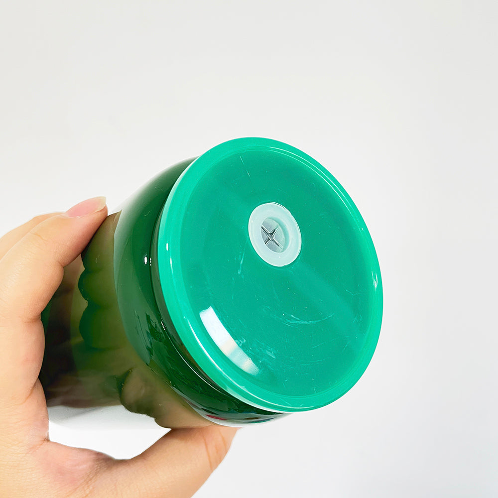 16oz Christmas Red Green Color Glass Can with PP Lids Beer Can-USLCA