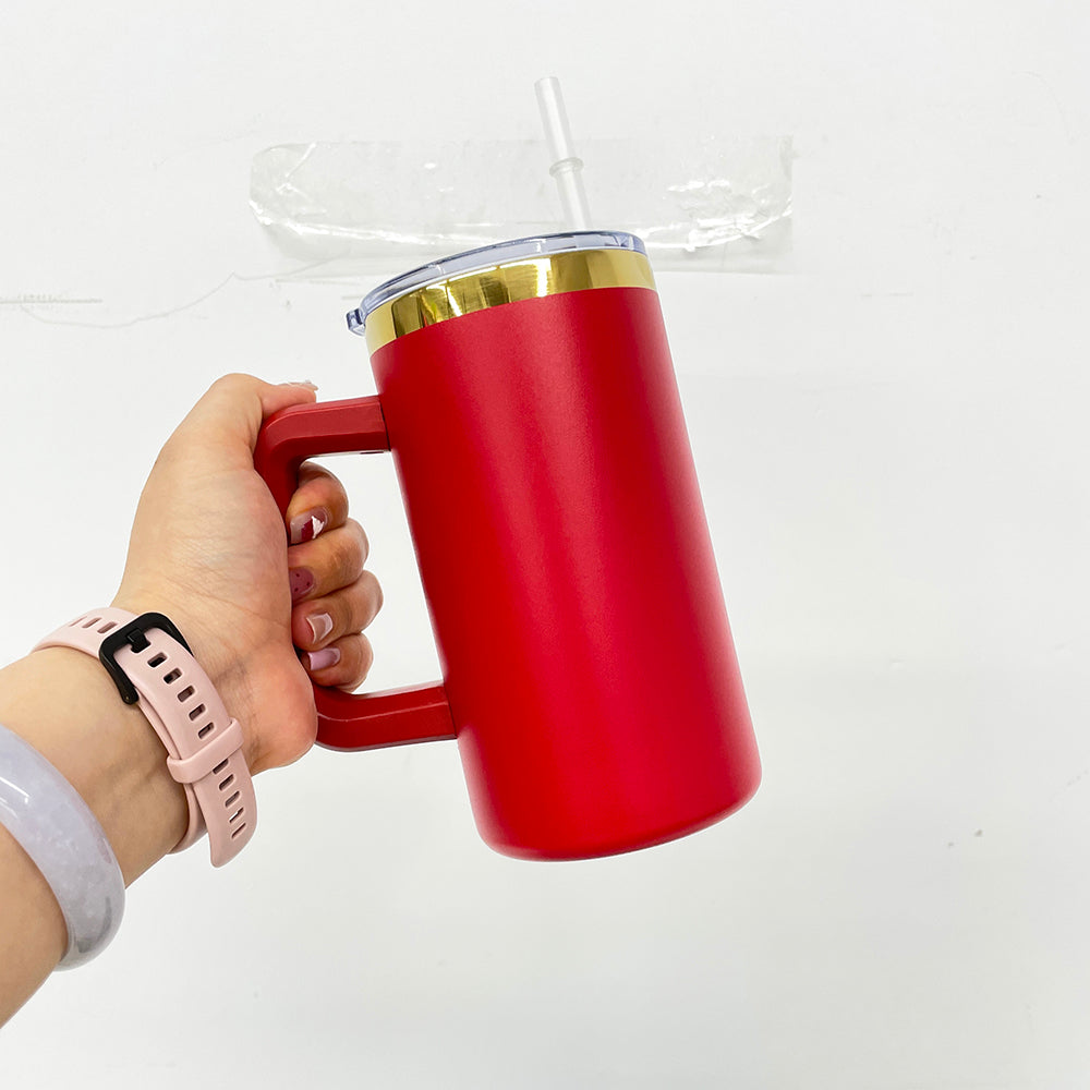 20oz Christmas Chubby Gold Plated Underneath Coffee Tumbler Mug with Removable Handle for Laser-CNLCA