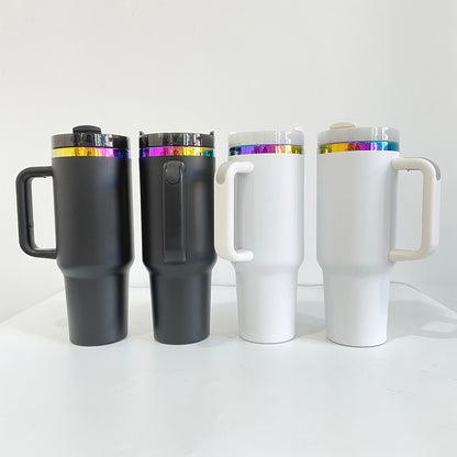 4Pack/8Pack/12Pack 40oz H2.0 Rainbow Plated Underneath Powder Coated Tumblers Travel Mugs with Handle for Laser-CNLCA