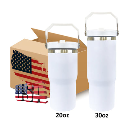 20oz White Blank Sublimation School Kids Flip Straw Tumbler Water Bottle-CNLCA