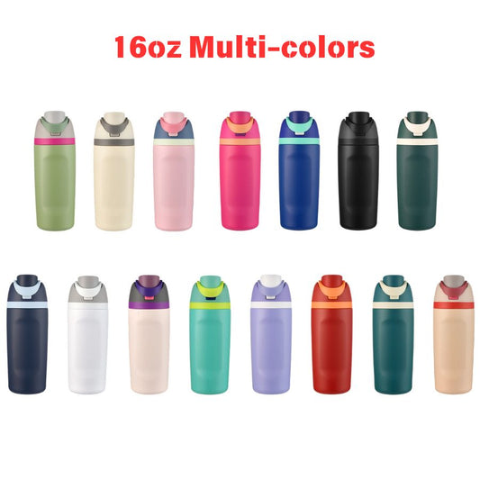 Pick Colors 16oz Owala Style Flip Straw Lid Insulated Stainless Steel Sports Water Bottle for Laser Engrave-CNLCA