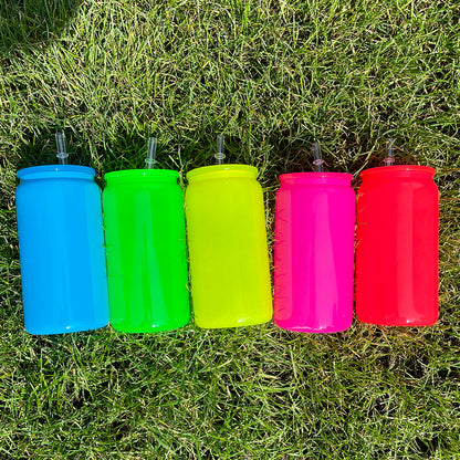 16oz Neon Colored Glass Can For Sublimation &UV DTF wraps-CNLCA