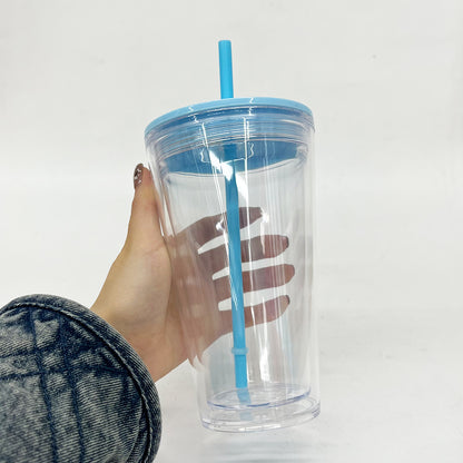 16oz Double Wall Snow Globe Tapered Plastic Cup Tumbler with Predrilled Hole-CNLCA