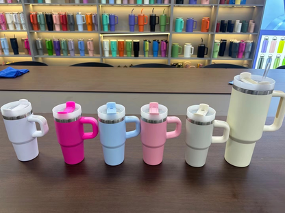 14oz Kids Baby Macaron Colored Powder Coated Handle Tumbler for Laser -CNLCA