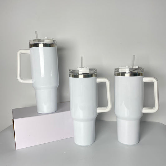 H1.0 40oz White Color Blanks Sublimation Stanley Style Tumbler Travel Mug With Handle -USLCA