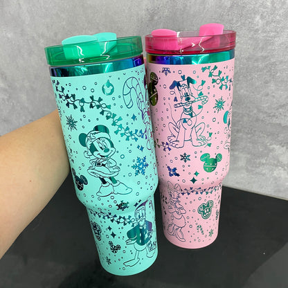 40oz Christmas H2.0 Tumbler With Rainbow Laser Engraving Disney Design-CNLCA