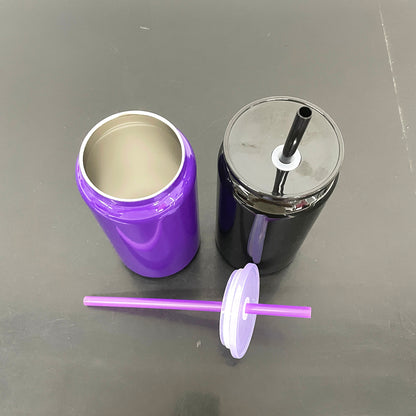 Blank Sublimation Halloween Purple Black 16oz Stainless Steel Can Tumbler-CNLCA