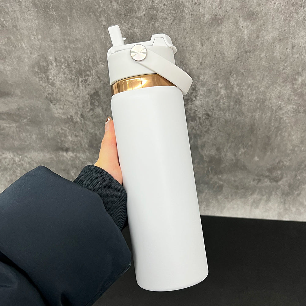 Outdoor Sports 20oz Mirror Copper Underneath Water Bottle wih 2 in 1 Muti-function Flip Top Lid for Laser Engraving-CNLCA