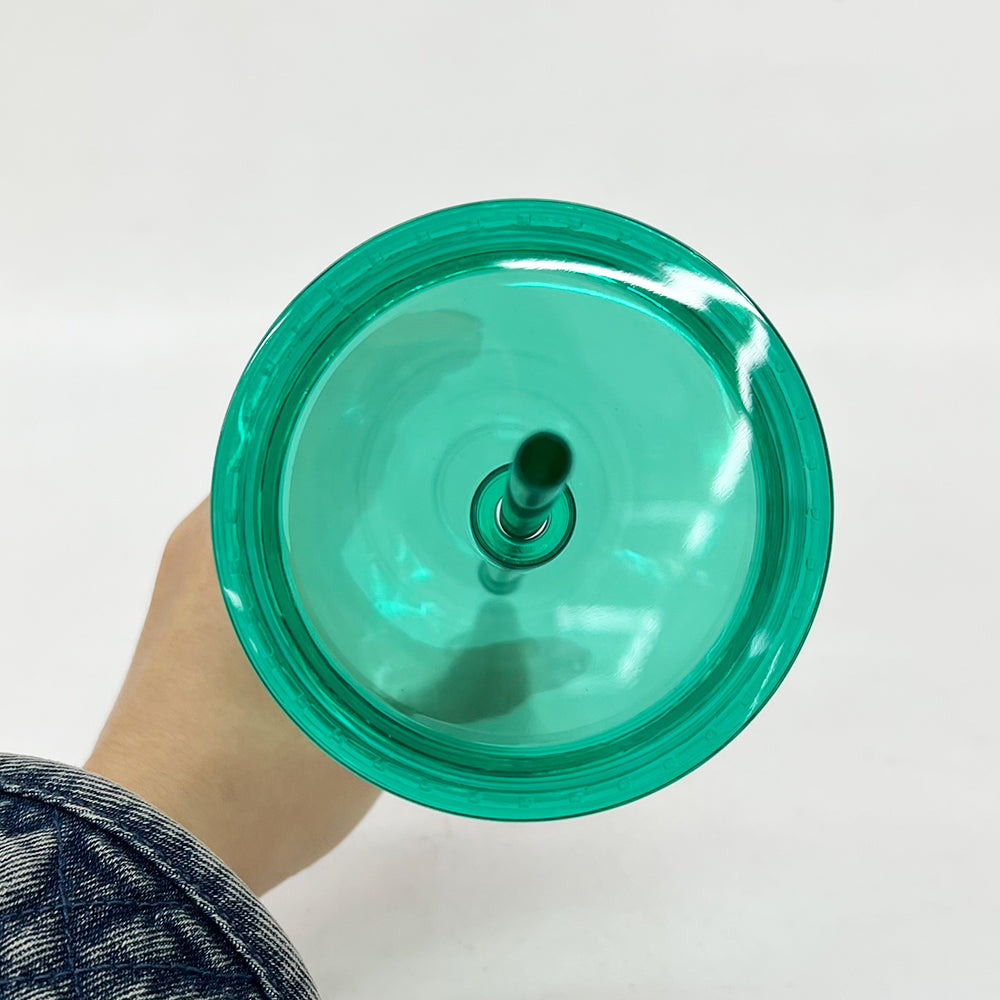 16oz Double Wall Snow Globe Tapered Plastic Cup Tumbler with Predrilled Hole-CNLCA