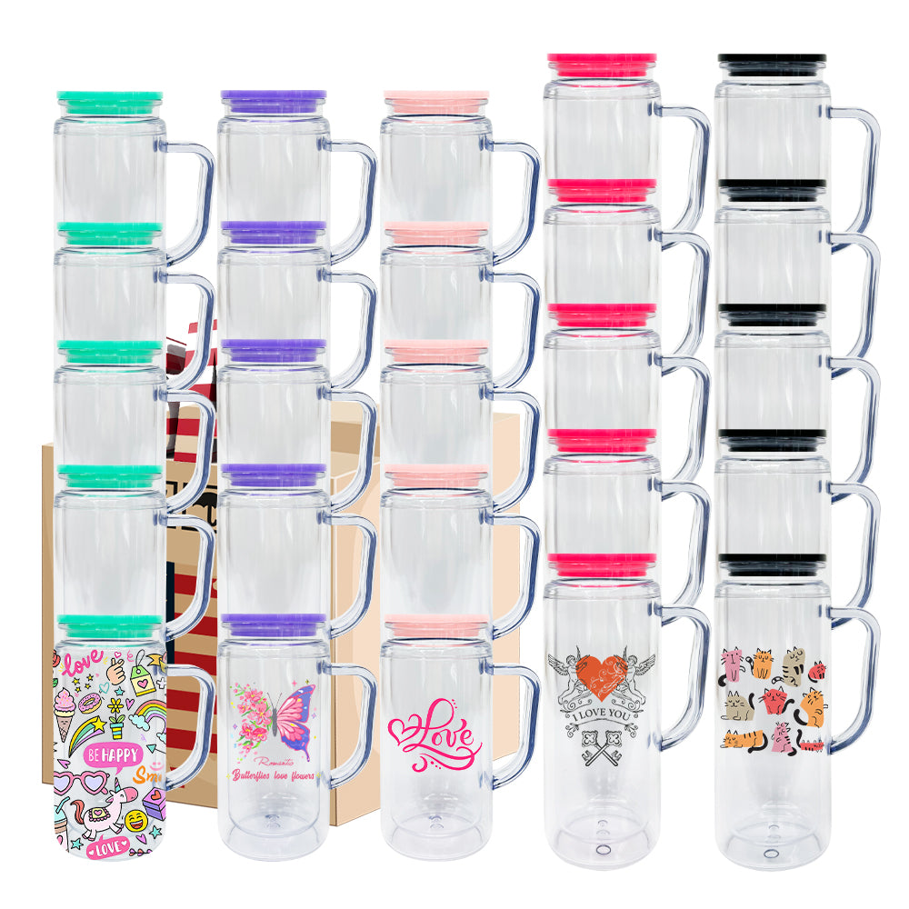 12oz 16oz Double Wall Snow Globe Plastic Cup Tumbler with Handle Pre Drilled Hole and Plug-CNLCA