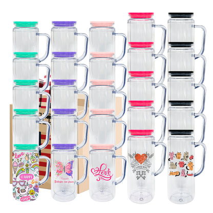12oz 16oz Double Wall Snow Globe Plastic Cup Tumbler with Handle Pre Drilled Hole and Plug-CNLCA