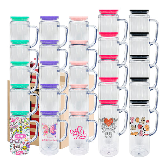 12oz 16oz Double Wall Snow Globe Plastic Cup Tumbler with Handle Pre Drilled Hole and Plug-CNLCA